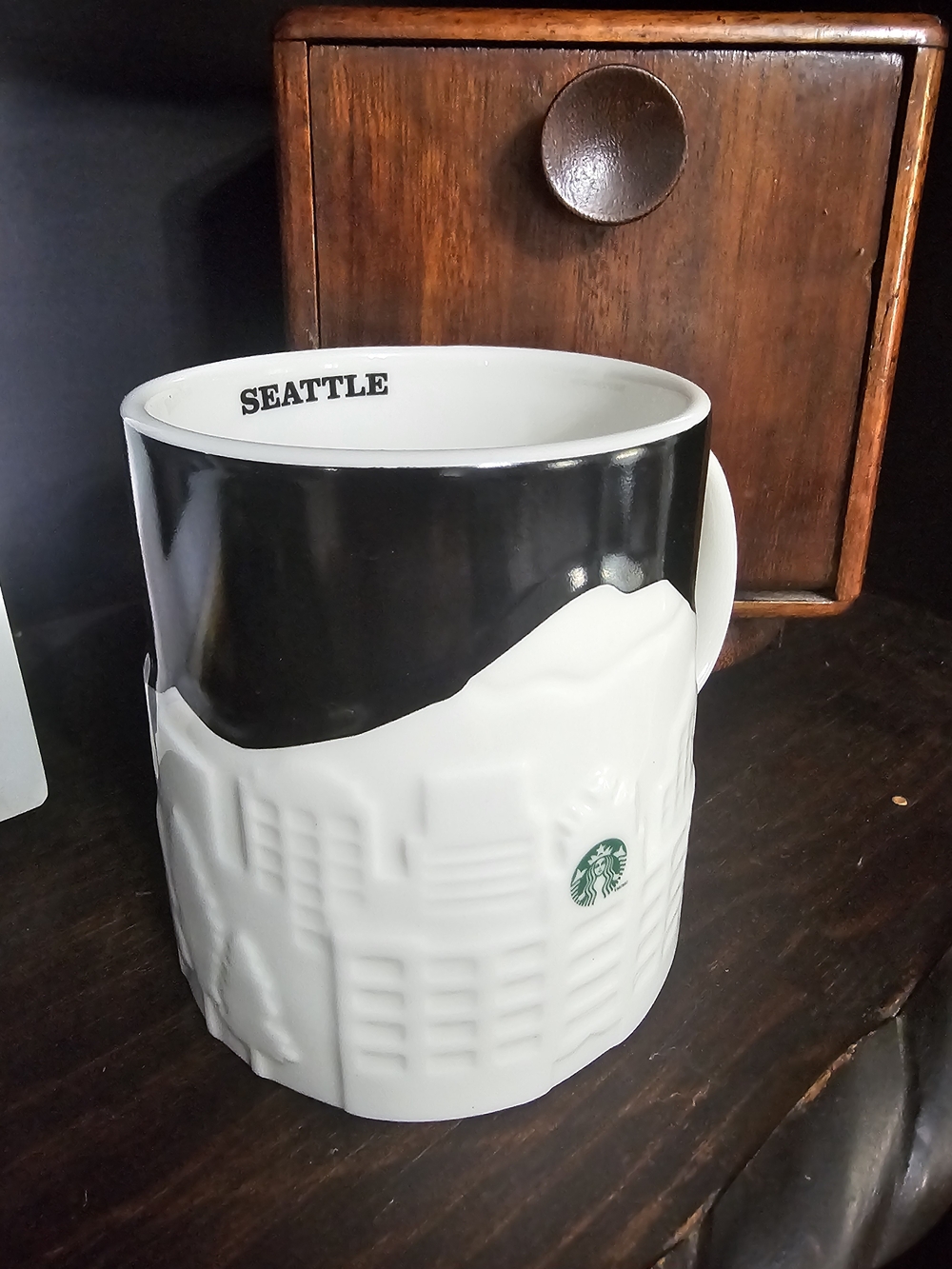 Starbucks Seattle Relief Ceramic Mug - Black and White